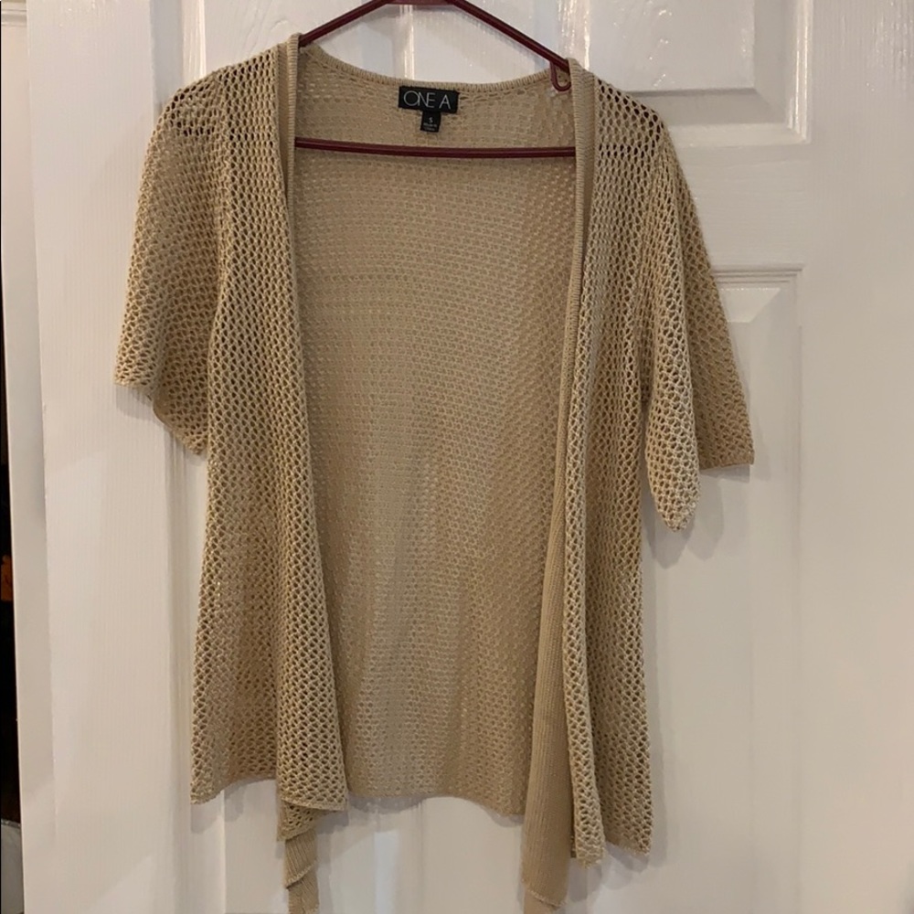 Tan short sleeve over top